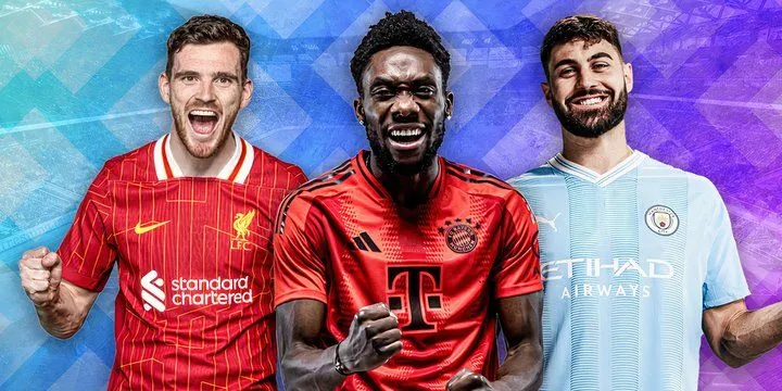 Hình ảnh các hậu vệ cánh trái hàng đầu thế giới: Andy Robertson, Alphonso Davies và Josko Gvardiol