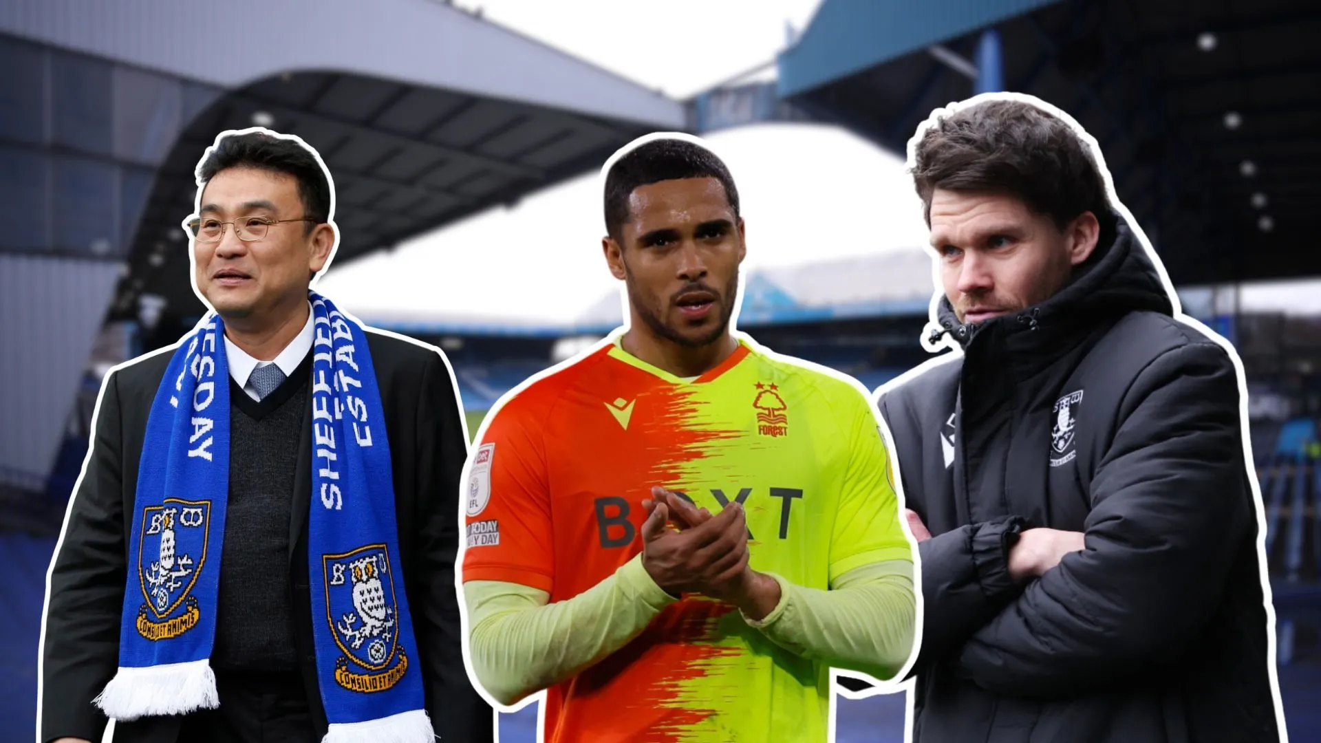 Chủ tịch Dejphon Chansiri, Max Lowe và HLV Danny Rohl tại sân Hillsborough