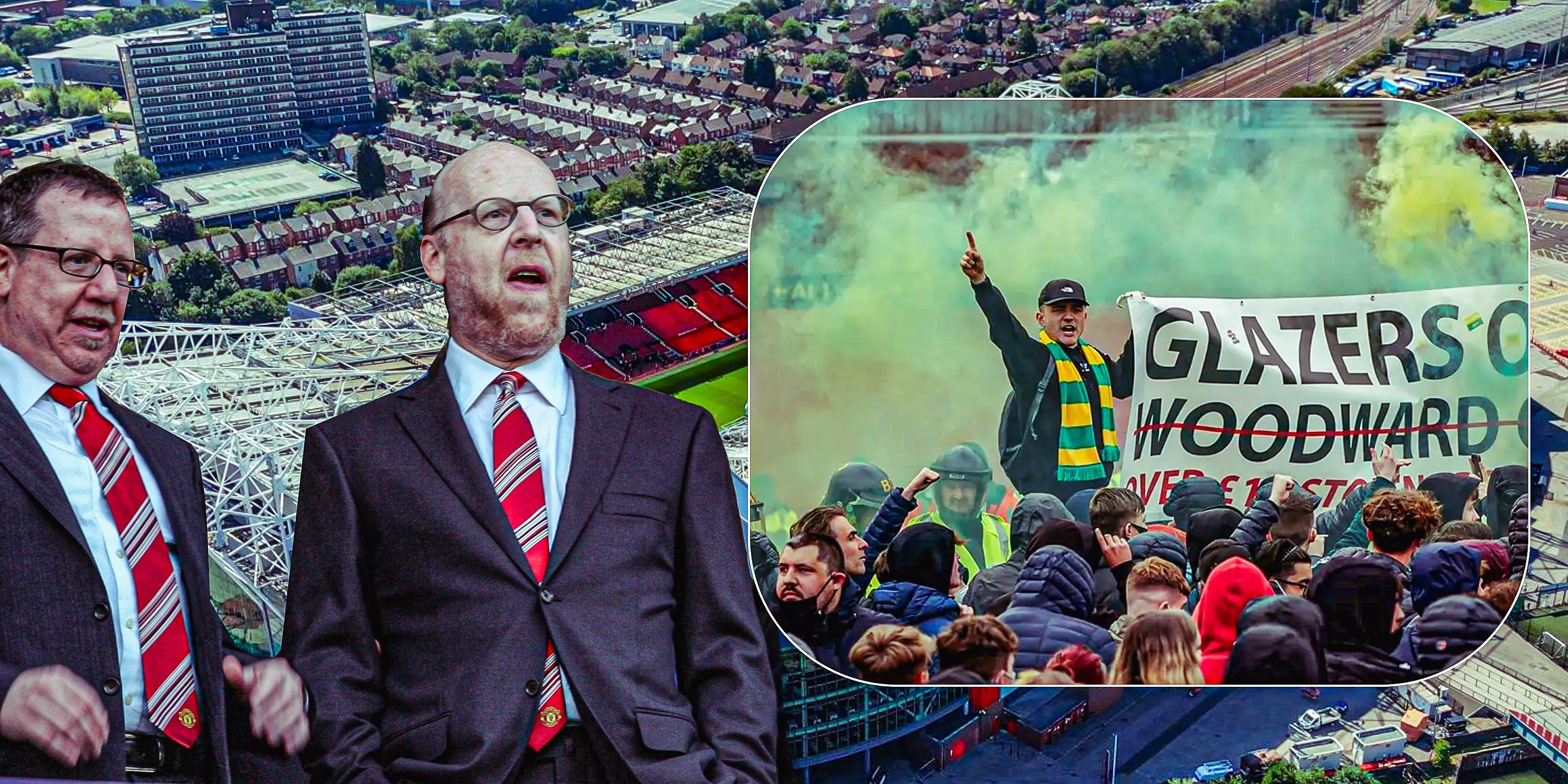 Hình ảnh gia đình Glazer và người hâm mộ Manchester United tức giận