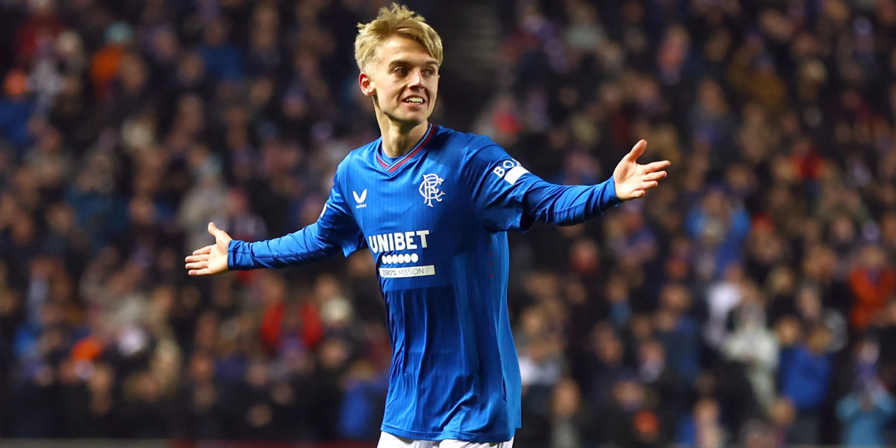 Ross McCausland, cầu thủ trẻ của Rangers, trong một trận đấu tại giải VĐQG Scotland.