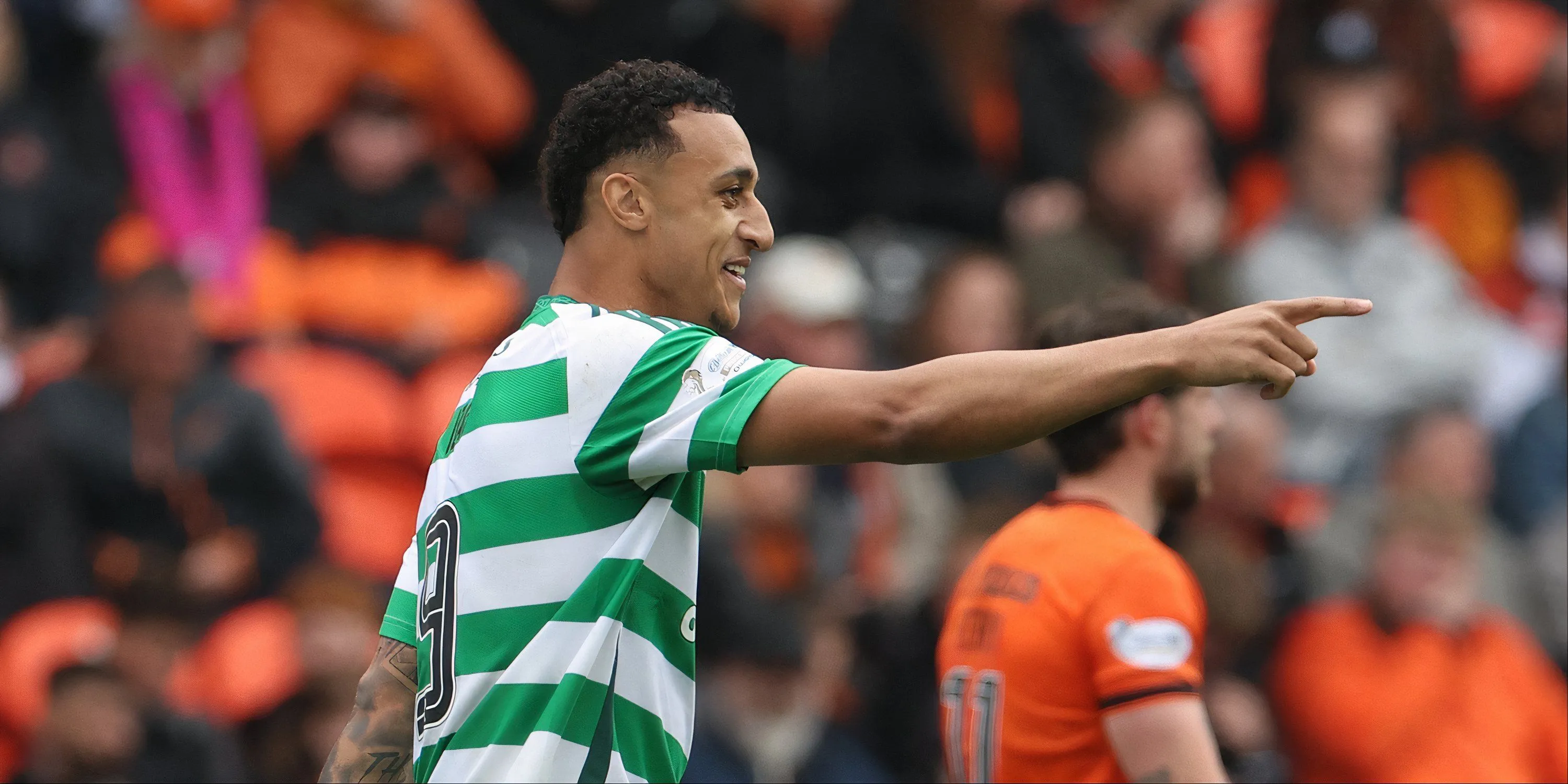 Tiền đạo Adam Idah trong màu áo Celtic, phong độ của anh đang là vấn đề.